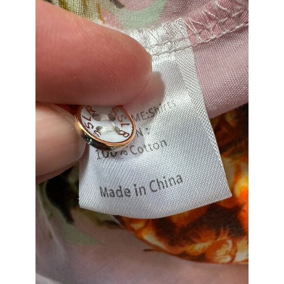 SSLR Mens Pineapple Print Short-Sleeve Button-Down Shirt L Cotton Tropical Hawai - Picture 13 of 16